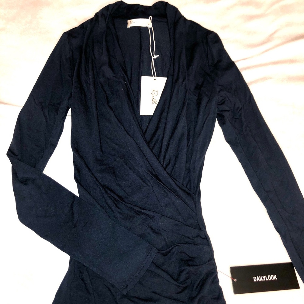 Ruched Rielle Dark Blue Blouse